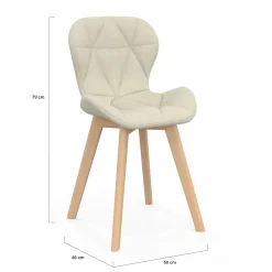 Lot de 4 chaises en tissu beige design pour salle à manger*IDMarket Online