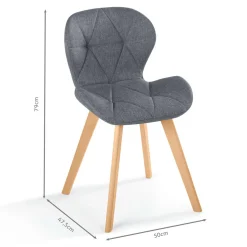 Lot de 4 chaises en tissu gris foncé design pour salle à manger*IDMarket Online