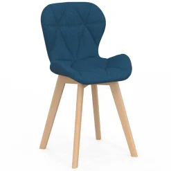 Lot de 4 chaises en tissu bleu canard design pour salle à manger*IDMarket Outlet