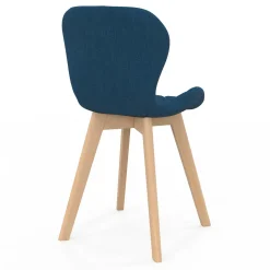 Lot de 4 chaises en tissu bleu canard design pour salle à manger*IDMarket Outlet