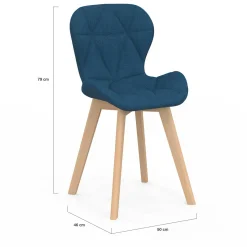 Lot de 4 chaises en tissu bleu canard design pour salle à manger*IDMarket Outlet