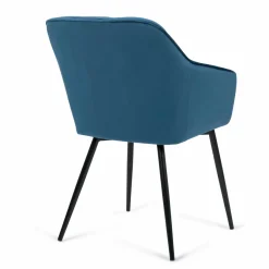 Lot de 2 chaises en velours bleu canard avec accoudoirs*IDMarket Best