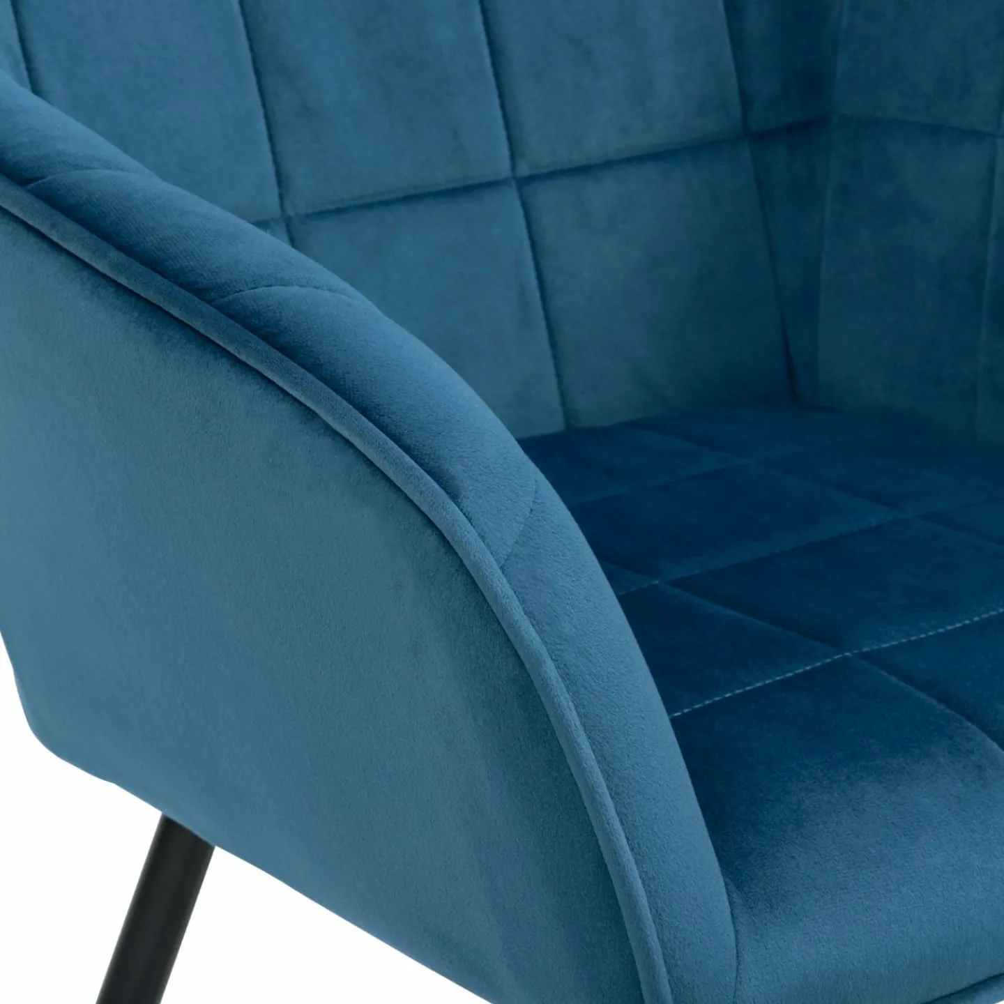 Lot de 2 chaises en velours bleu canard avec accoudoirs*IDMarket Best