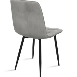 Lot de 6 chaises en velours gris clair matelassé*IDMarket New