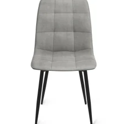 Lot de 6 chaises en velours gris clair matelassé*IDMarket New