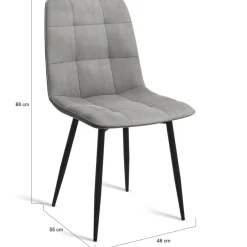 Lot de 6 chaises en velours gris clair matelassé*IDMarket New