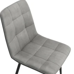 Lot de 6 chaises en velours gris clair matelassé*IDMarket New