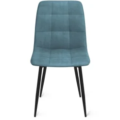 Lot de 6 chaises en velours couleur pastel bleu, rose et gris matelassées*IDMarket Discount