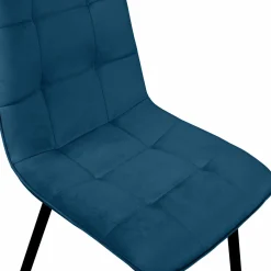 Lot de 4 chaises en velours bleu matelassé*IDMarket