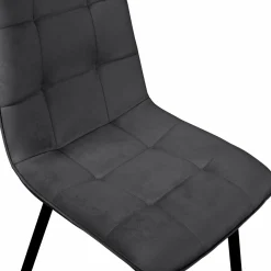 Lot de 6 chaises en velours gris foncé matelassé*IDMarket Sale