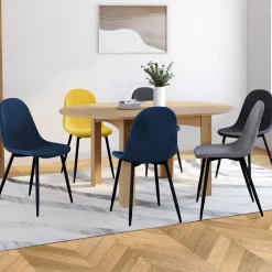 Lot de 6 chaises en velours mix color bleu x2, jaune, gris clair et gris foncé x2*IDMarket Discount