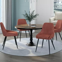 Lot de 4 chaises en velours terracotta avec accoudoirs*IDMarket Online