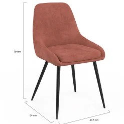 Lot de 4 chaises en velours terracotta avec accoudoirs*IDMarket Online