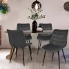 Lot de 4 chaises en velours gris matelassé*IDMarket Discount