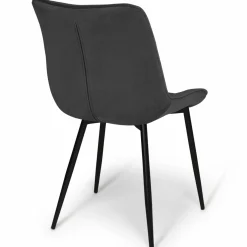 Lot de 4 chaises en velours gris matelassé*IDMarket Discount