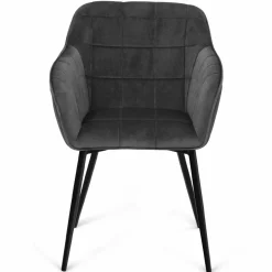 Lot de 2 chaises en velours gris avec accoudoirs*IDMarket New