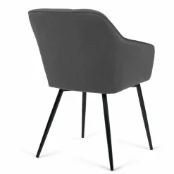 Lot de 2 chaises en velours gris avec accoudoirs*IDMarket New