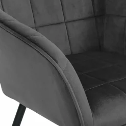 Lot de 2 chaises en velours gris avec accoudoirs*IDMarket New