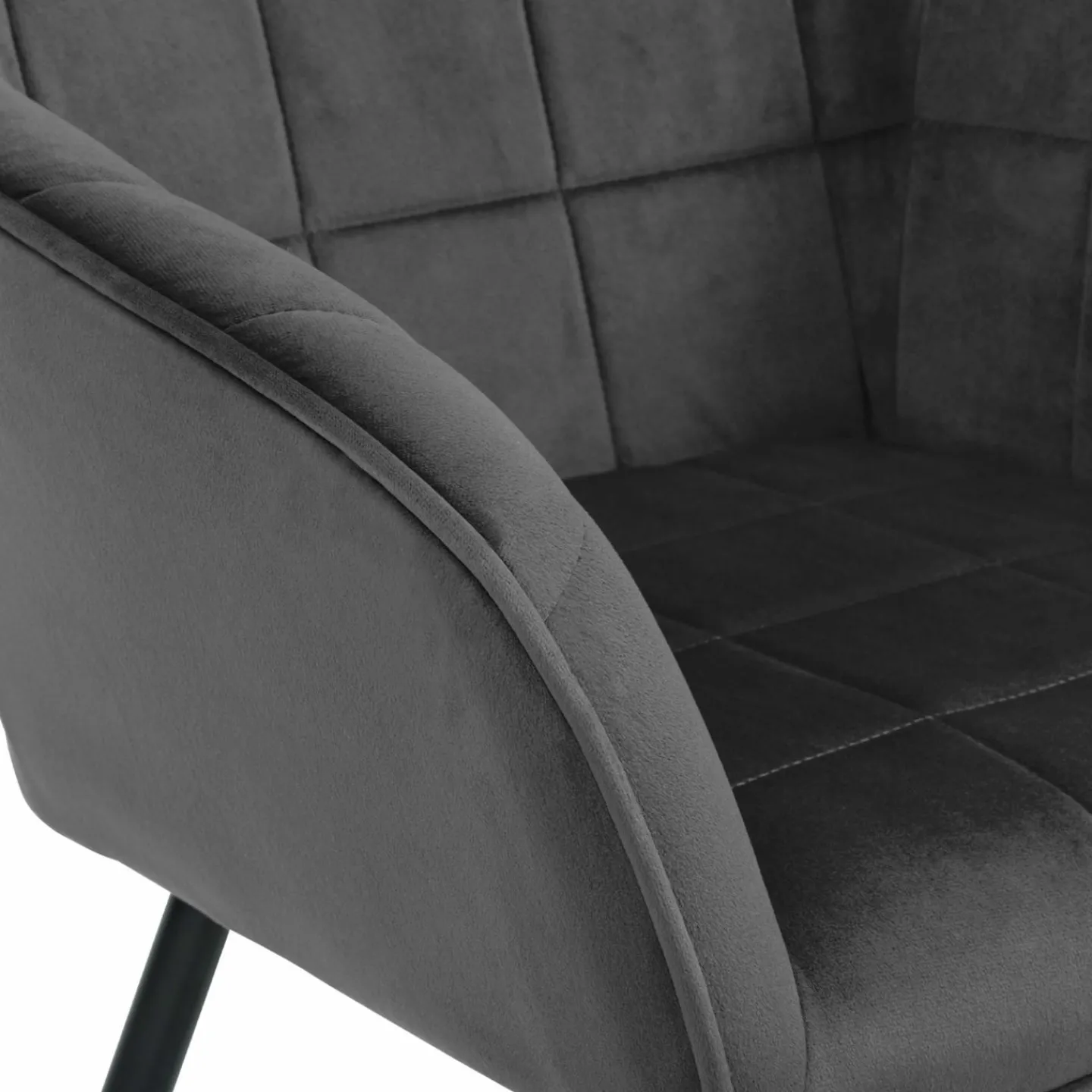 Lot de 2 chaises en velours gris avec accoudoirs*IDMarket New