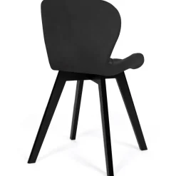 Lot de 4 chaises en velours noir pieds noirs*IDMarket Clearance
