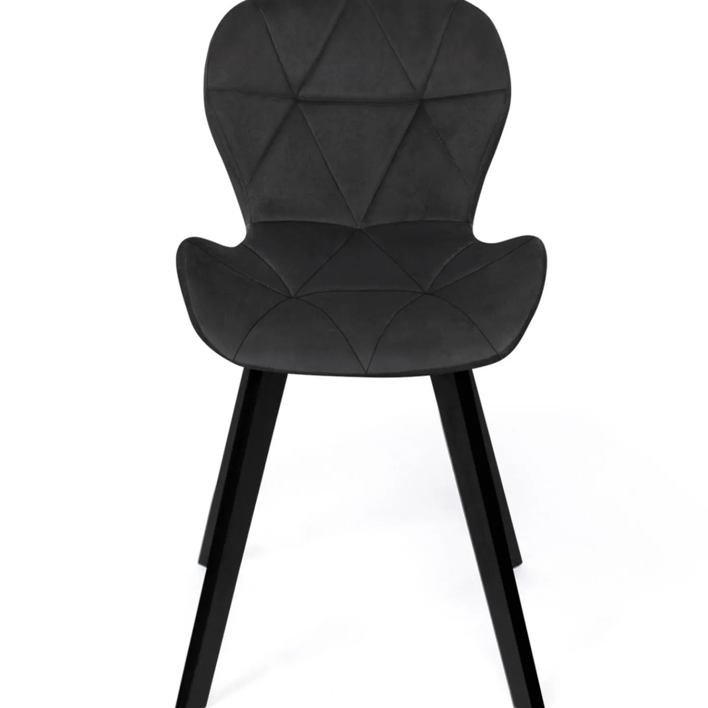 Lot de 4 chaises en velours noir pieds noirs*IDMarket Clearance