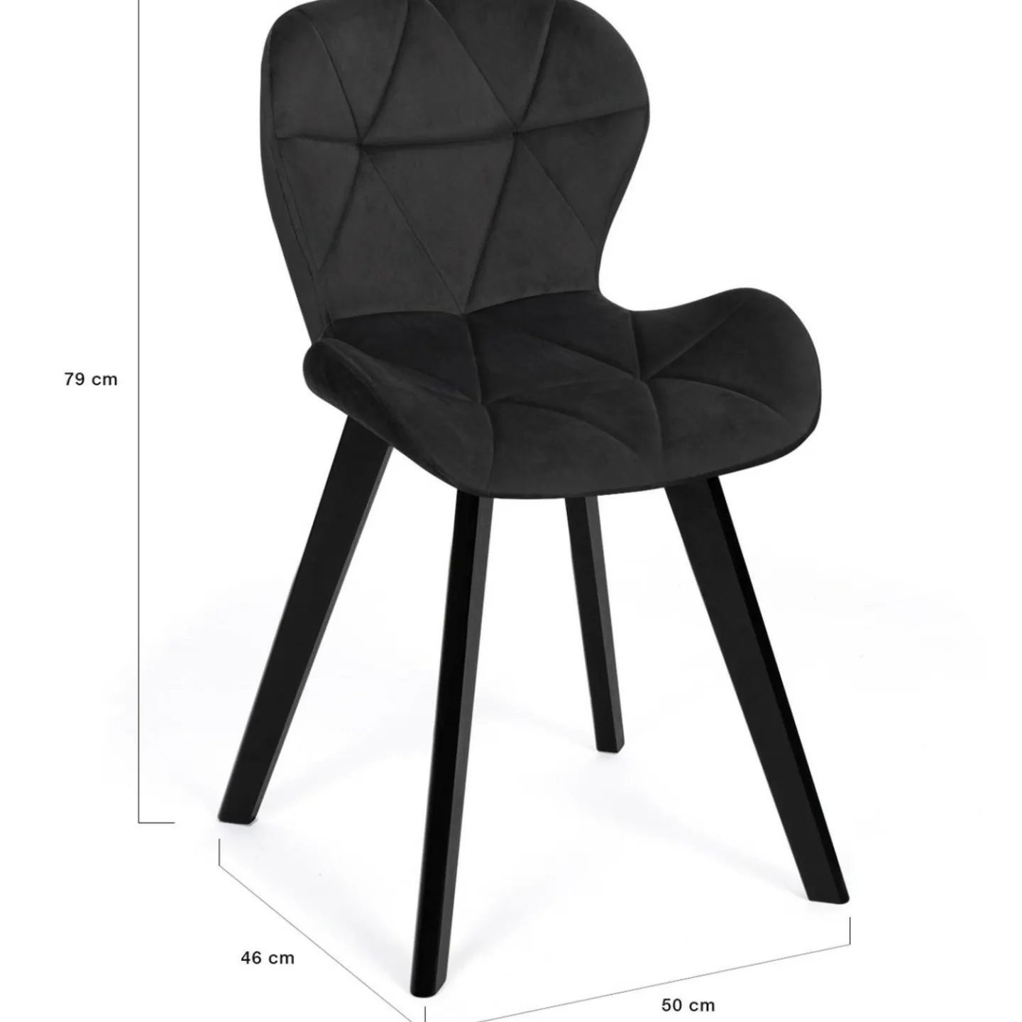 Lot de 4 chaises en velours noir pieds noirs*IDMarket Clearance