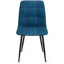 Lot de 6 chaises en velours bleu matelassé*IDMarket Online