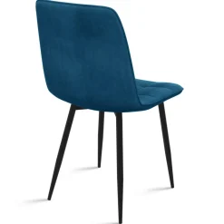 Lot de 6 chaises en velours bleu matelassé*IDMarket Online