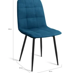 Lot de 6 chaises en velours bleu matelassé*IDMarket Online