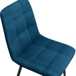 Lot de 6 chaises en velours bleu matelassé*IDMarket Online