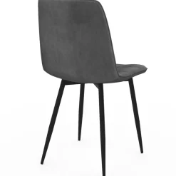 Lot de 6 chaises en velours gris foncé, gris clair, beige, noir et patchworks x2 pour salle à manger*IDMarket Clearance