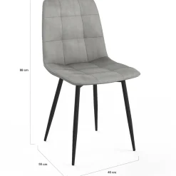 Lot de 6 chaises en velours gris foncé, gris clair, beige, noir et patchworks x2 pour salle à manger*IDMarket Clearance