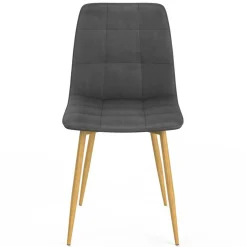 Lot de 6 chaises en velours gris foncé pied effet bois pour salle à manger*IDMarket New