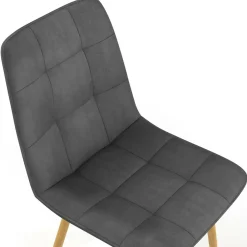Lot de 6 chaises en velours gris foncé pied effet bois pour salle à manger*IDMarket New
