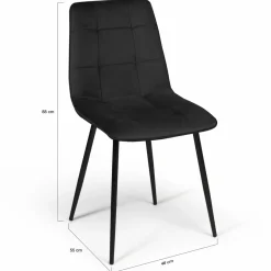Lot de 6 chaises en velours noir*IDMarket Discount