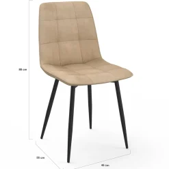 Lot de 6 chaises en velours taupe pour salle à manger*IDMarket Online