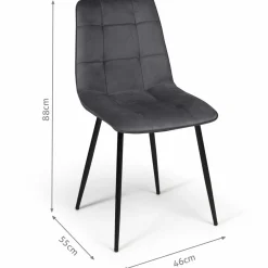 Lot de 6 chaises en velours bleu x2, jaune, gris clair et gris foncé x2 matelassé*IDMarket Online