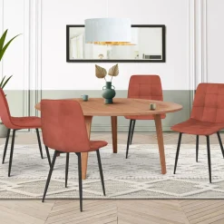 Lot de 4 chaises en velours terracotta pour salle à manger*IDMarket Outlet