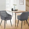 Lot de 2 chaises en velours gris avec accoudoirs*IDMarket Online