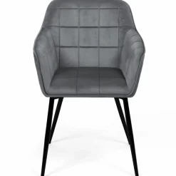 Lot de 2 chaises en velours gris avec accoudoirs*IDMarket Online