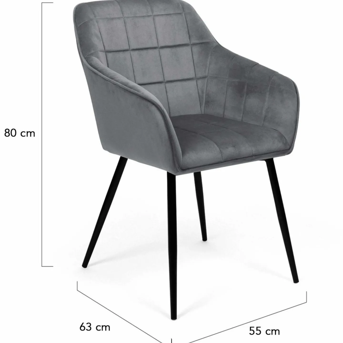 Lot de 2 chaises en velours gris avec accoudoirs*IDMarket Online