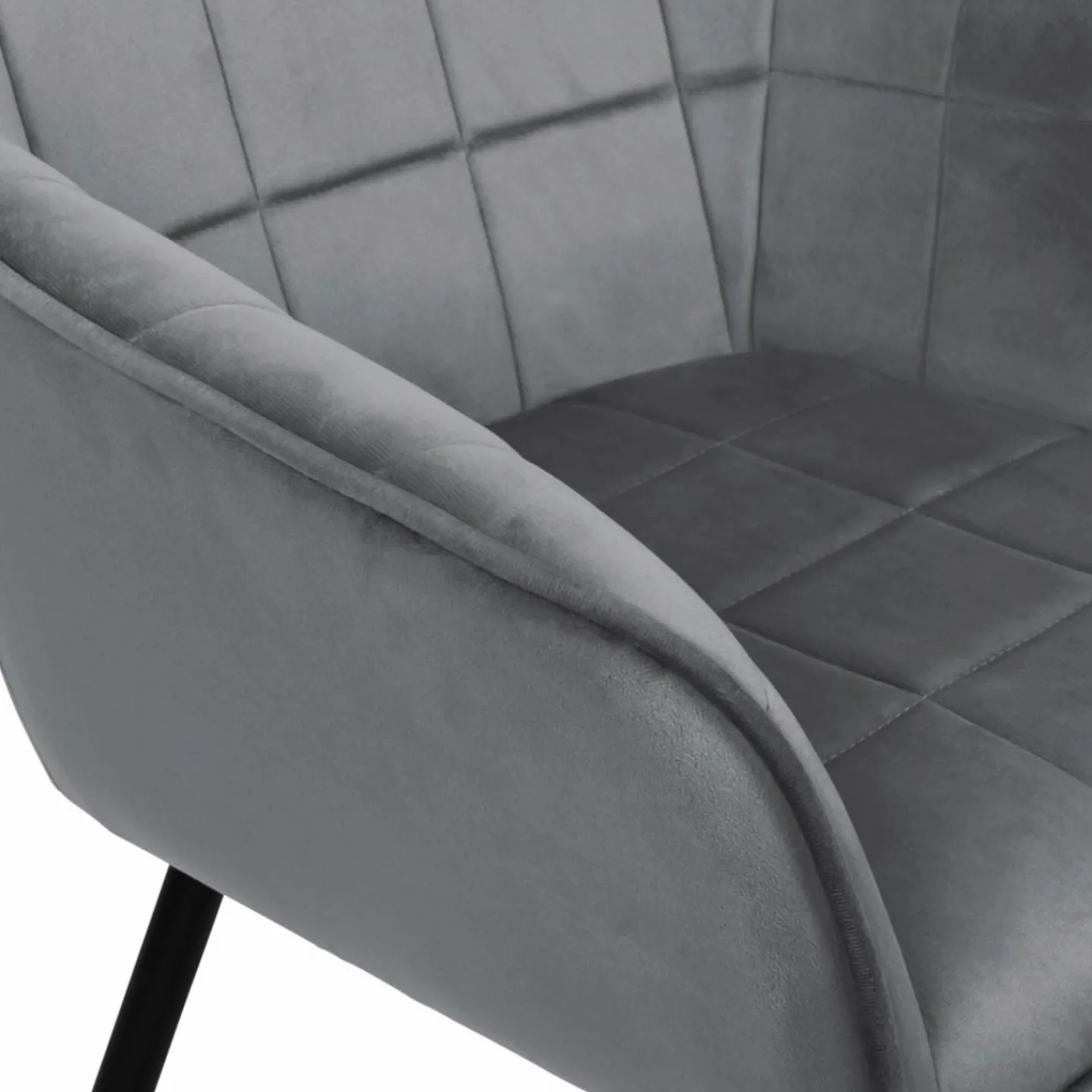 Lot de 2 chaises en velours gris avec accoudoirs*IDMarket Online