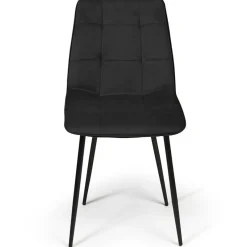 Lot de 4 chaises en velours noir pour salle à manger*IDMarket Hot