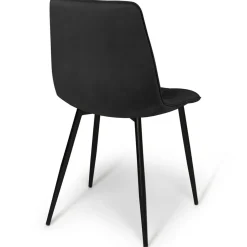 Lot de 4 chaises en velours noir pour salle à manger*IDMarket Hot