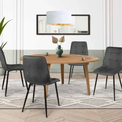 Lot de 4 chaises en velours gris foncé*IDMarket Outlet