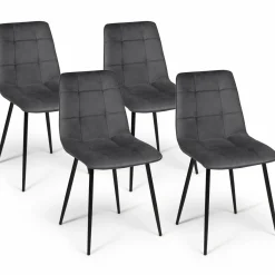 Lot de 4 chaises en velours gris foncé*IDMarket Outlet