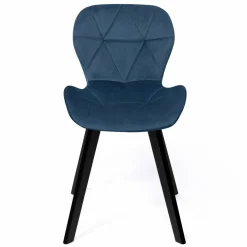 Lot de 4 chaises matelassées velours bleu*IDMarket Outlet
