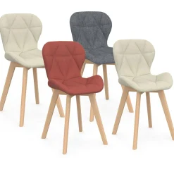 Lot de 4 chaises matelassées gris, terracotta et beige x2*IDMarket Hot