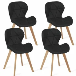Lot de 4 chaises matelassées noires*IDMarket New