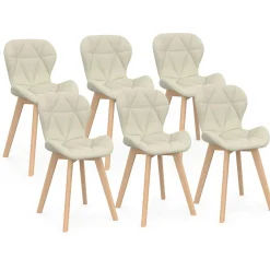 Lot de 6 chaises modernes en tissu beige pour salle à manger assises matelassées*IDMarket Best
